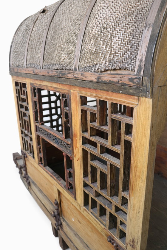 Image 1 of Palanquín chino antiguo, silla de manos, circa 1900, con ruedas
