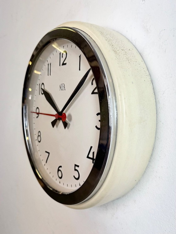 Image 1 of Vintage Beige Industrial Wall Clock from NUFA, 1960s