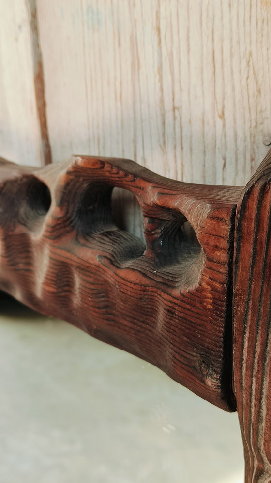 Image 1 of Brutalist vintage hand gesneden Zwarte woud spiegel