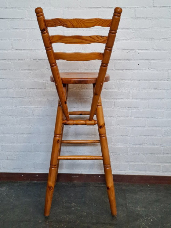 Image 1 of 3 sgabelli da bar brutalisti in pino