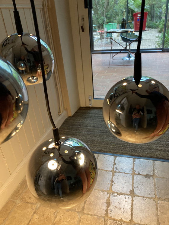 Image 1 of 4 Globe Hanglampen Metaal, Chroom, Jaar 70/80