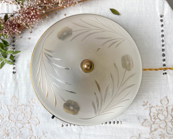 Image 1 of Vintage Globe Lamp in Art Deco Gesneden Glas