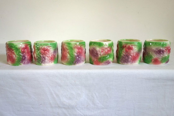 Image 1 of Servizio da tè 6 persone Barbotine Fruits vintage