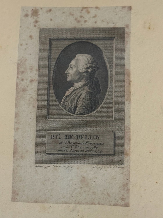 18th Century Engraving, Pierre-Laurent de Belloy, Delvaux, Framed, Art Prints, Wood, Paper, White (photo 2 of 15)