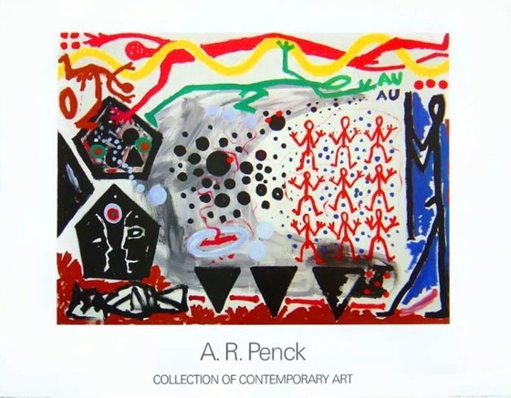 Image 1 of A.R. Penck: "Ereignis in NY II, 1983". Offsetlithographie in ausgezeichnetem Zustand.