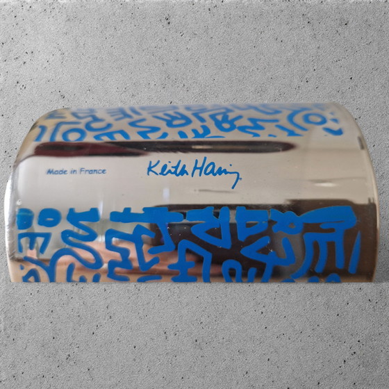 Image 1 of Dos jarrones firmados por Keith Haring - Cristal opalino - Estilo Pop Art