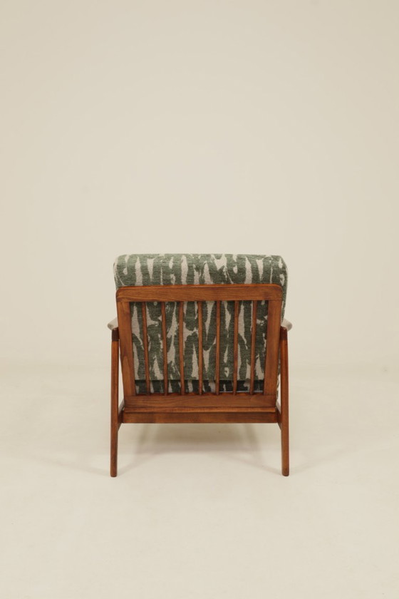 Image 1 of Vintage armchair green jaquard mid century modern design by Z.Bączyk 