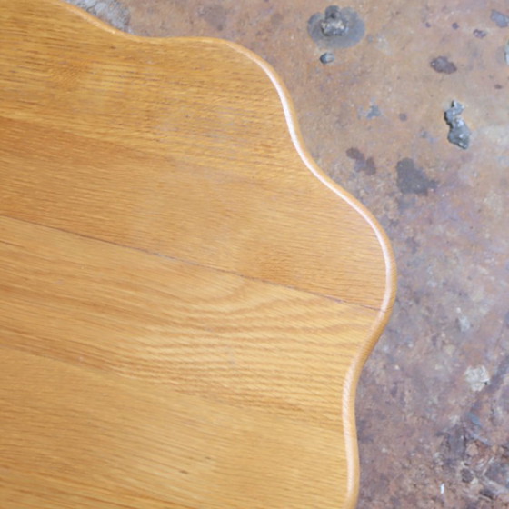 Image 1 of vintage coffee table oak flower-shaped side table 70s