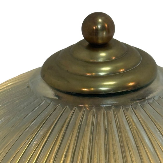 Image 1 of Art Déco - Lampada da tavolo XL - Vetro olofane - Base in ottone, due prese - In ottime condizioni!