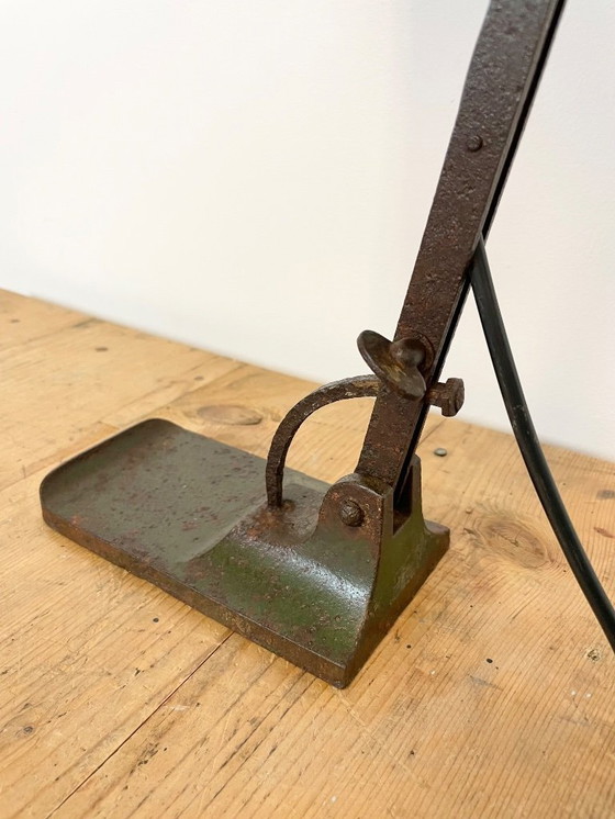 Image 1 of Lampada da terra vintage in smalto verde di Astral, anni '30