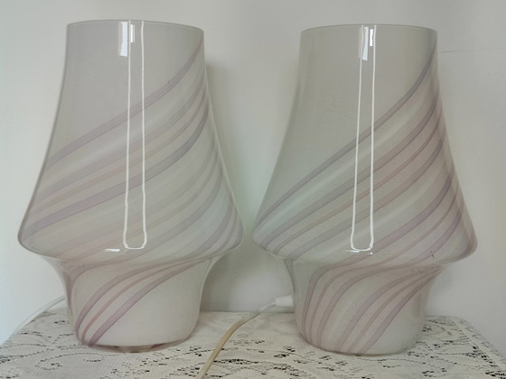 Image 1 of Coppia Lampade da comodino in Vetro Murano 