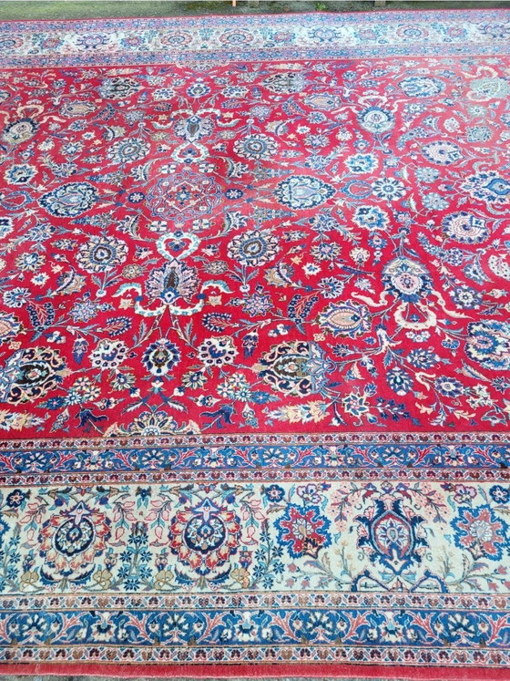 Image 1 of Alfombra Kashan Oriental XXL auténtica de 458x321 cm con parte superior anudada a mano.