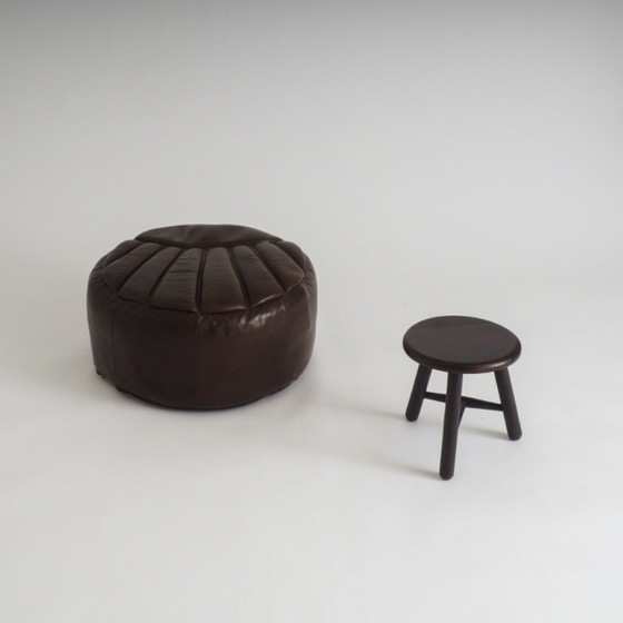 Image 1 of Vintage leather ottoman