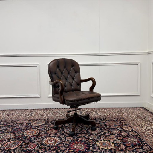 Bruine Engelse Chesterfield Bureaustoel #2