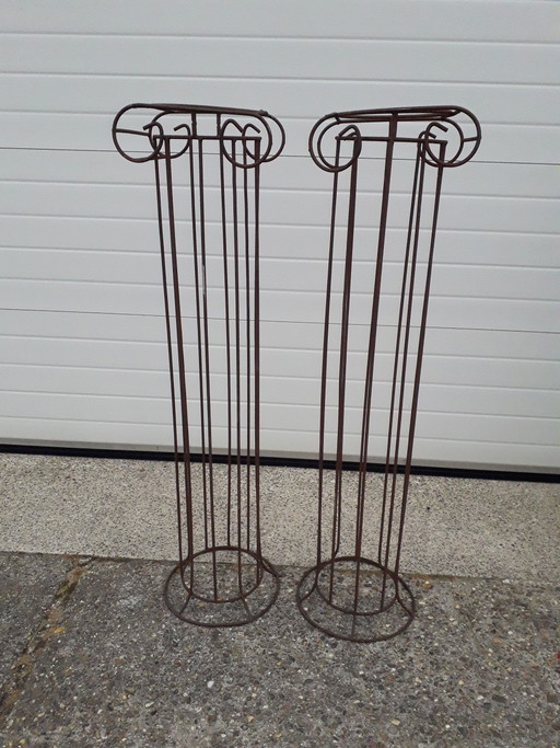 2x colonnes ioniques en métal vintage