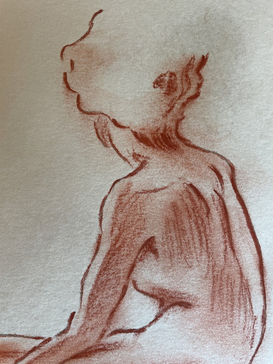 Image 1 of Ritratto femminile firmato su lavagna "Posa in studio"