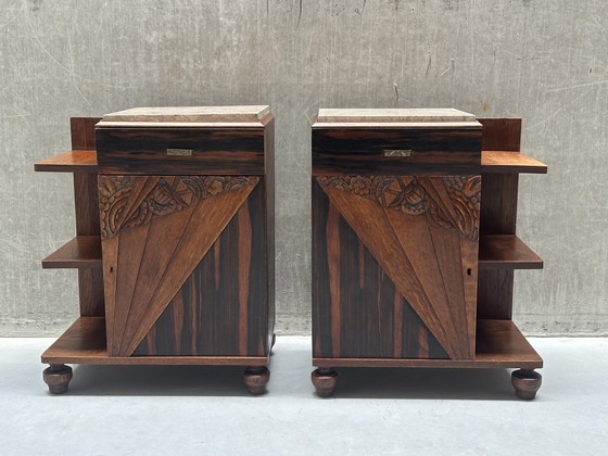 Image 1 of Set aus 2 Nachttischen im Art-Deco-/Jugendstil
