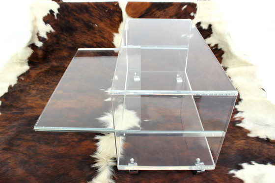 Image 1 of As New, Very High Quality Mid - Century Acrylic Glass Trolley / Coffee Table with Pull-Out Tray, Completely Restored