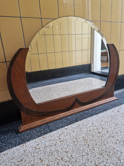 Miroir de cheminée/de buffet Art Déco authentique - Années 1930 - Chêne / Coromandel