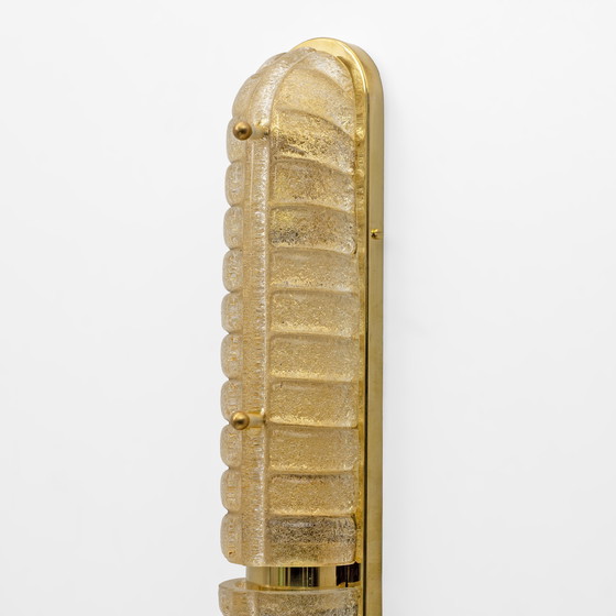 Image 1 of Coppia di applique in vetro di Murano dorato e ottone in stile Art Déco