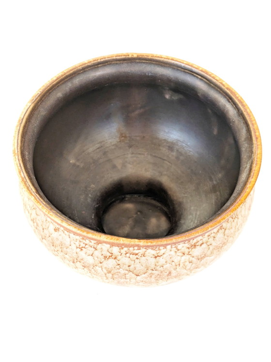 Image 1 of Fioriera vintage in ceramica VEB Haldensleben di metà secolo | Germania dell'Est | Beige e marrone ruggine