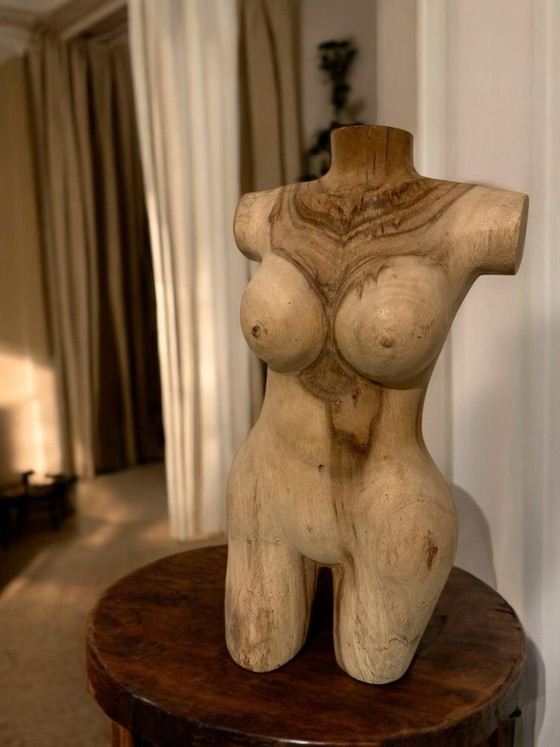 Torse féminin en bois massif – sculpture en bois – 51 cm – Objets déco, Wood (photo 5 of 5)
