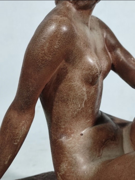Image 1 of Art Deco Sculpture 'Seated Nude' – Emilio Musso (ca. 1930) | Unique