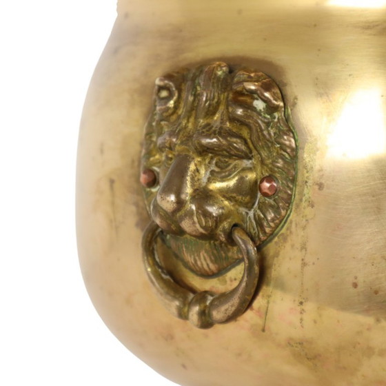 Oude Jardinière Bloempot Messing Leeuwenkopjes Begin 20ste – Plantenbak, Brass (photo 8 of 15)