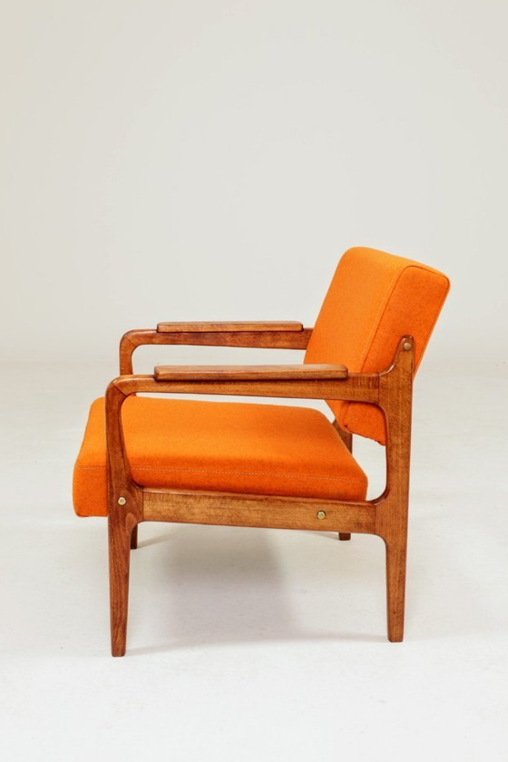 Image 1 of Vintage armchair papaya orange wool 1960