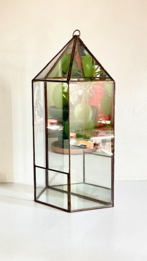 Image 1 of Fioriera vintage in vetro e ottone