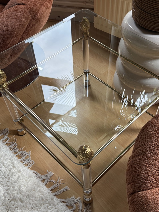 2 Unique Large Vintage Side tables Hollywood Regency-style/Mid Century Modern – Glass, Plexiglass (photo 7 of 15)