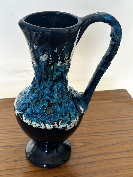 Vase Soliflore Fat Lava céramique Vallauris Bleu H 31 cm