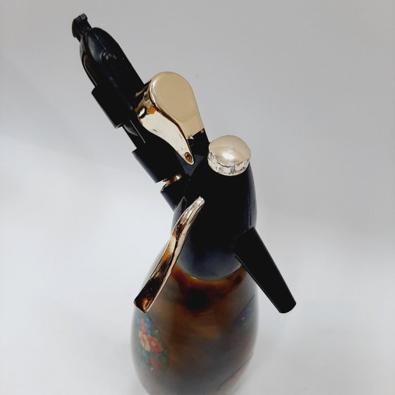 Image 1 of Vintage jaren 70 gele/bruine metalen frisdrankfles