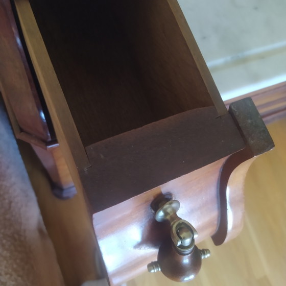 Antique washstand chest of drawers and matching nightstand walnut veneer – Glass, Marble (photo 4 of 8)