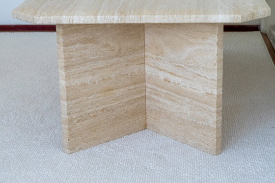 Vintage travertin salontafel, Travertine, Steen, Beige (foto 5 van 10)