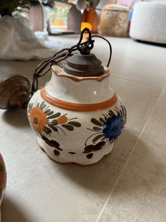 Image 1 of Handgeschilderde hanglampen retro jaren 80