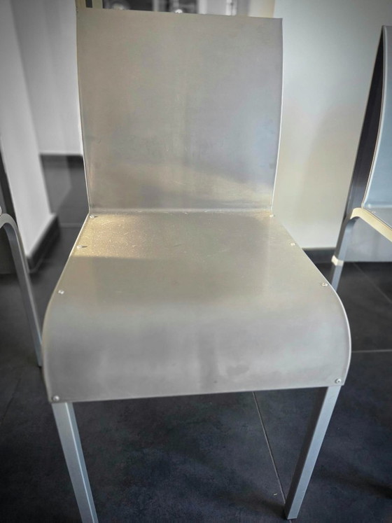 Quattro Sedie da pranzo in acciaio inossidabile spazzolato, Molteni&C, Metallo, Altro, Argentato, Modern (foto 3 di 5)