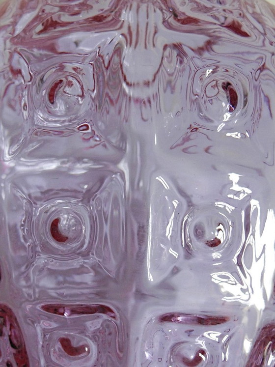 Image 1 of Empoli vase in Alexandrite glass, ranging from blue to pink, large textured model from the 1960s
