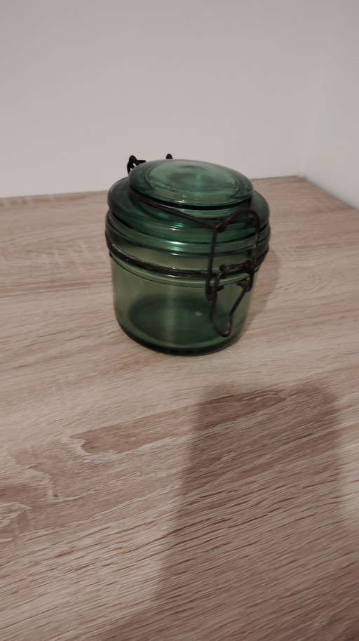 Bocal Vintage en Verre de Couleur Verte Solidex 
