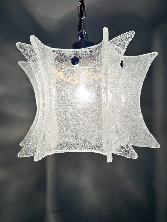Lampada a Sospensione Vintage in Vetro Ghiaccio – Lampade a sospensione, Chrome, Murano Glass (photo 12 of 16)