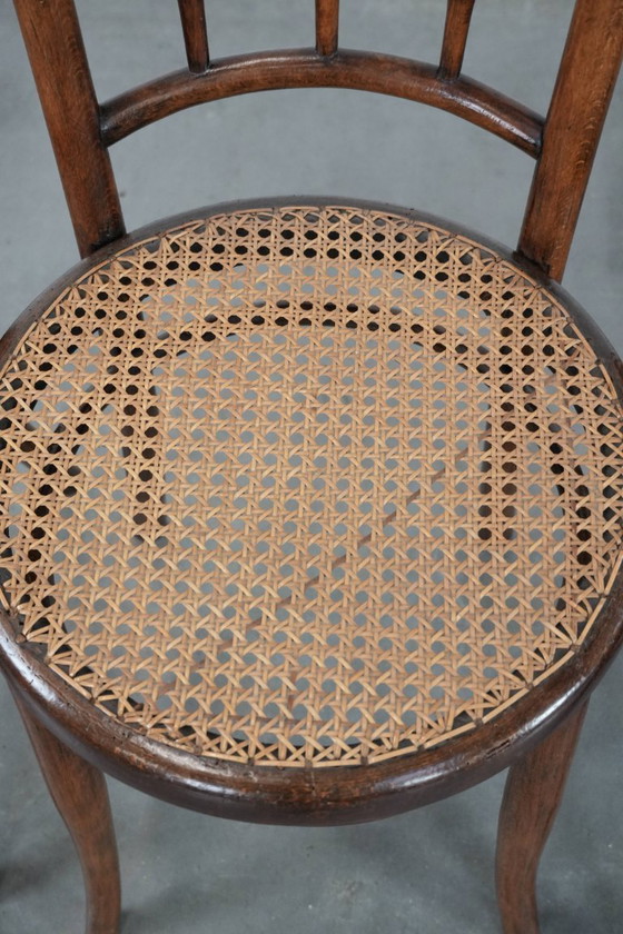 Image 1 of 4 x Wooden vintage bistro chair Jacob & Josef Kohn Wien with a wicker seat