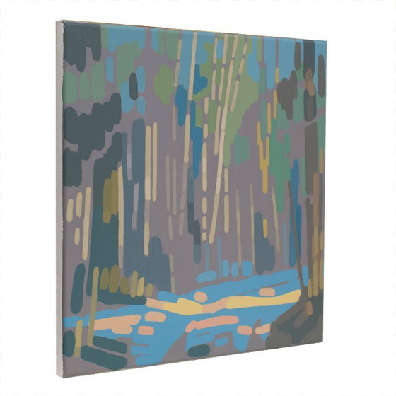 Image 1 of Painting of sun reflection, hand-painted unique piece, nature, landscape painting, acrylic painting 40x40cm