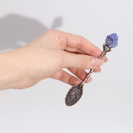 Image 1 of Set of 7 Bronze Gemstone Crystal Witch Spoons