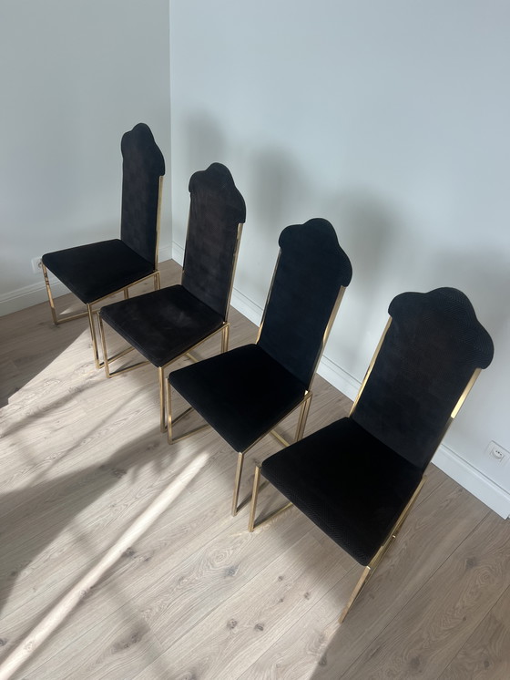 Image 1 of 4 bruine velvet stoelen