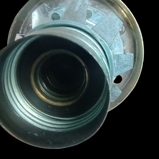 Image 1 of Grand plafonnier original à 6 bras des années 60/70, aspect bois et cristal