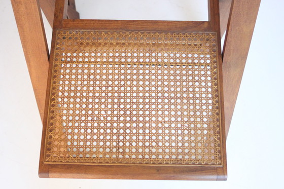 Image 1 of Sedie pieghevoli in legno con seduta in rattan, set di due anni &#39;70