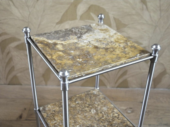 Image 1 of Tavolino in acciaio inossidabile di marmo