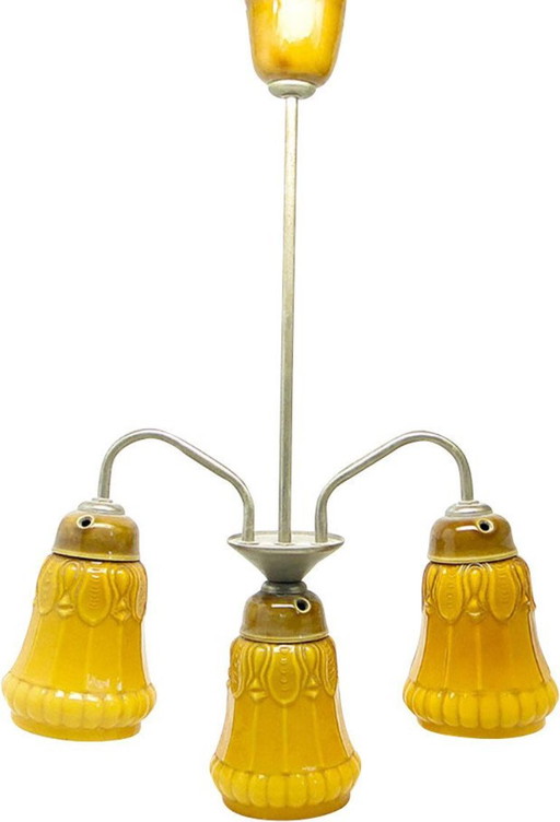 Mid-Century Chandelier From Polam, Germany, 1970s – kroonluchters, Ceramic, Metal