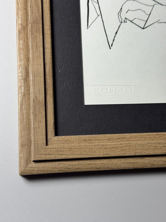 Eugène Eechaut (1928-2019) - Framed Art Work, Ink, 1980s – Paintings & Drawings, Glass, Paper (photo 12 of 15)
