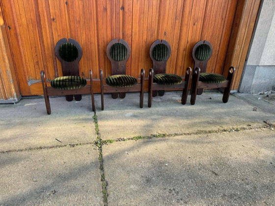 Mid-Century Dining Chairs from Szedleczky Maria, 1960s, Set of 4, Brown, Mid Century Modern (photo 4 of 6)